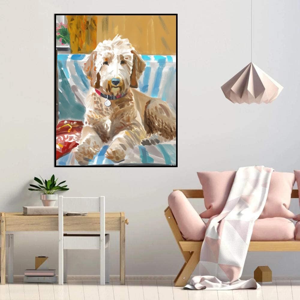 DIY Adult Paint by Number Kits Goldendoodle Dog for Adults Beginners,Easy Acrylic Paint by Number,DIY by Numbers Kits on Canvas 16x20inch(40x50cm) Frameless