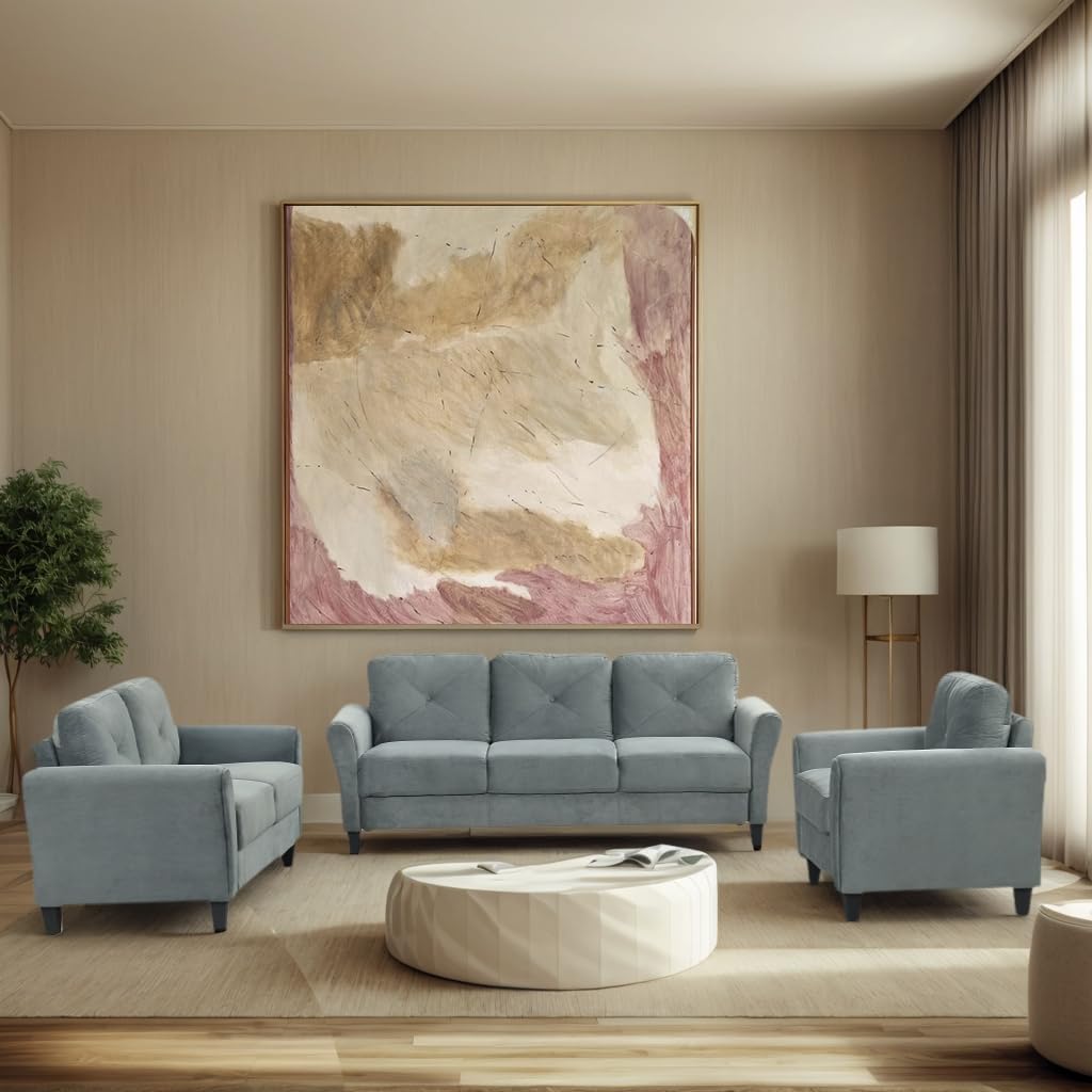 Harper & Bright Designs Velvet Upholstered Single Sofa Chair with Button Tufted Backrest, Modern Armchair for Living Room, Grey