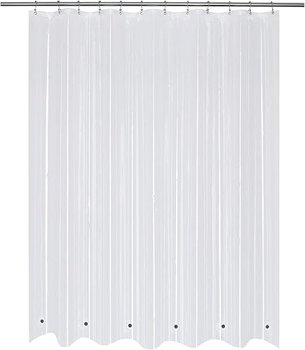 Miniatura 12 de Mrs Awesome Forro de cortina de ducha transparente con 6 imanes, cortina de ducha de plástico PEVA impermeable para baño, tamaño estándar de 72