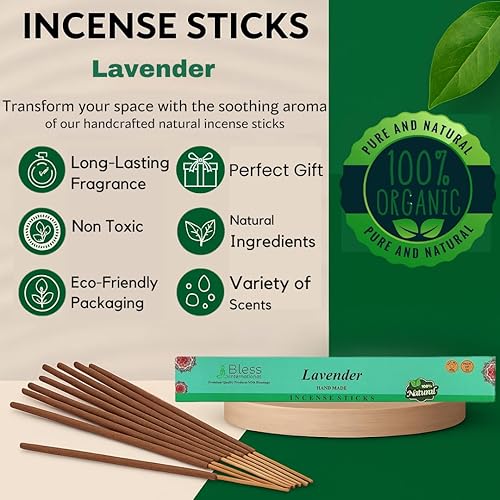 Miniatura 4 de Bless-Lavanda 100% natural, hecha a mano, sumergida a mano, varillas de incienso orgánicas, productos químicos orgánicos, purificación sin carbón,