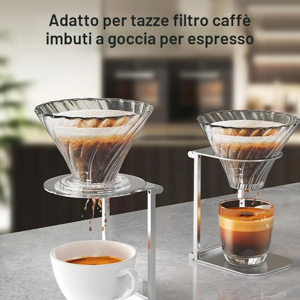Supporto per filtro da caffè pieghevole Pour-Over, portafiltro in alluminio per macchine da caffè espresso