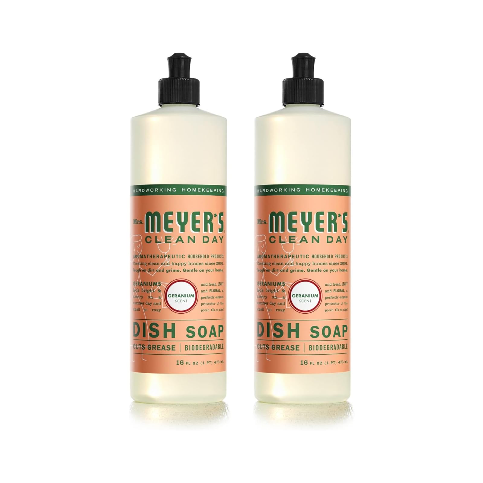Mrs. MEYER'S CLEAN DAY Liquid Dish Soap,16 fl oz. (Pack of 2)