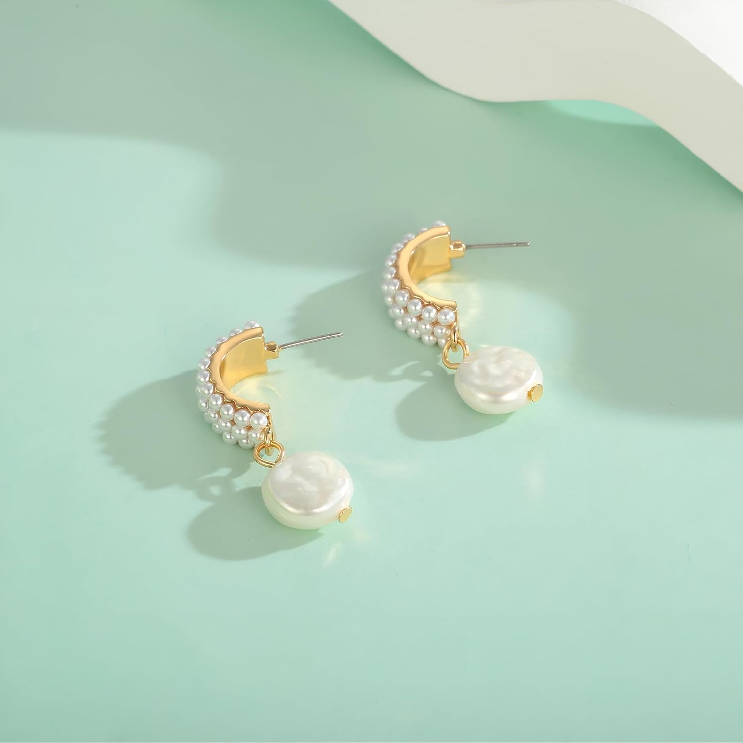 Pearl Dangle Earrings for Women Trendy Dainty Teardrop Earrings Lightweight Wedding Earrings Jewelry - Image 5