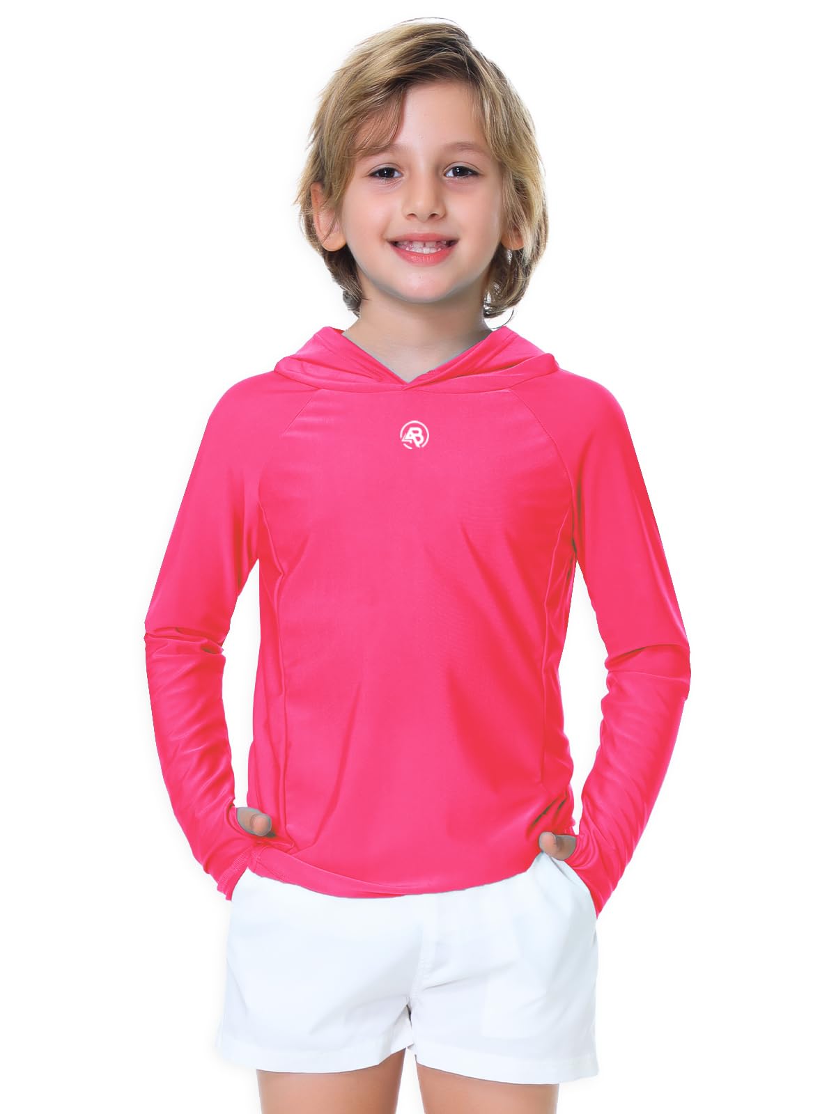 AOBUTE Unisex Kinder Langarm Hoodie Rash Guard Jungen UPF 50+ Badeoberteil mit Daumenloch 3-12 Jahre