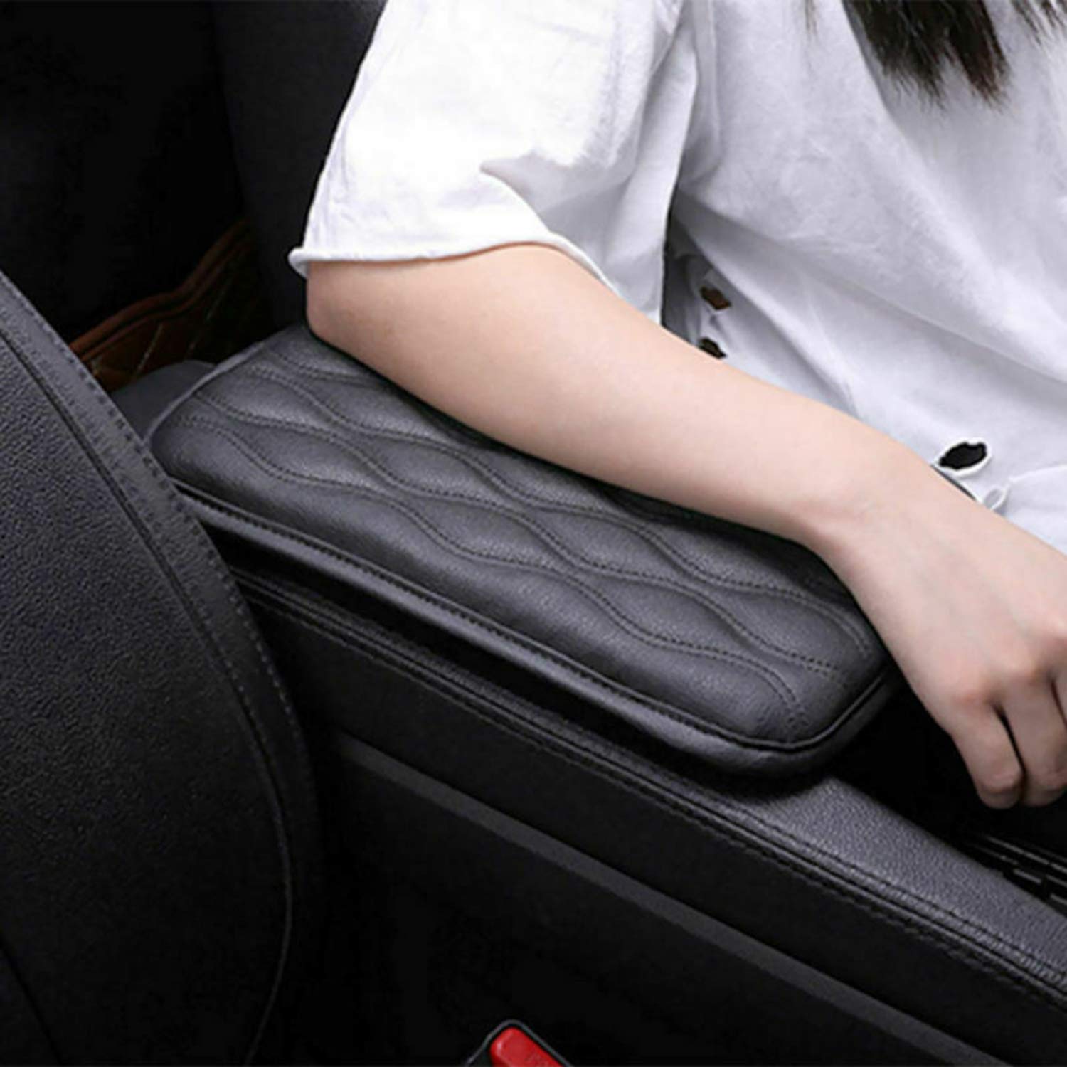 Coussin D'Accoudoir Voiture Universel - Housse Protection Console Centrale Cuir Noir
