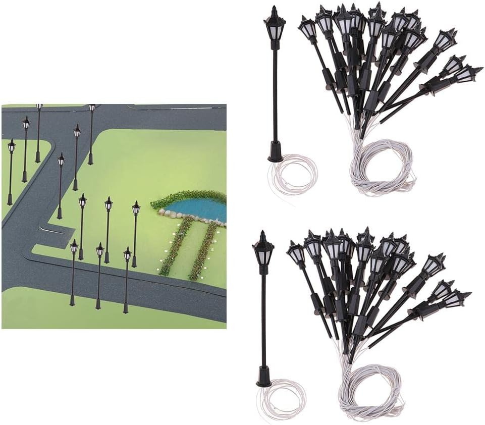 40pcs HO Scale Railway LED Street s Kit, Single Head Miniature Landscape Decor, Warm White and White Emitting Color, Perfect for Model Train Dioramas and Fairy Gardens