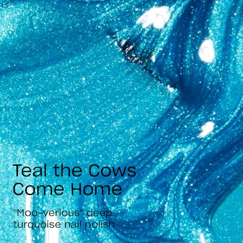 OPI Nail Lacquer Teal the Cows Come Home | Opaque Bright Blue Shimmer Chip Resistant Nail Polish | Fast Drying, Streak Free