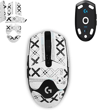 Mouse Grip Tape for Logitech G305, 1-Set Full Coverage Replacement Mouse Feet Pads, Mouse Grip Tape with Ultra-Thin Design, Sweat Absorbing, Anti-Slip Grip Stickers, White