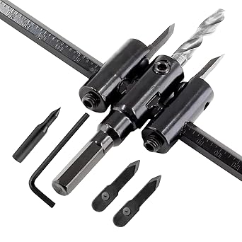 Adjustable Hole Saw 1-3/16" to 7-7/8" 30 to 200mm, Heavy Duty Circle Cutter Drill Bit for Wood & Drywall, Round Cutting DIY Tools - Black