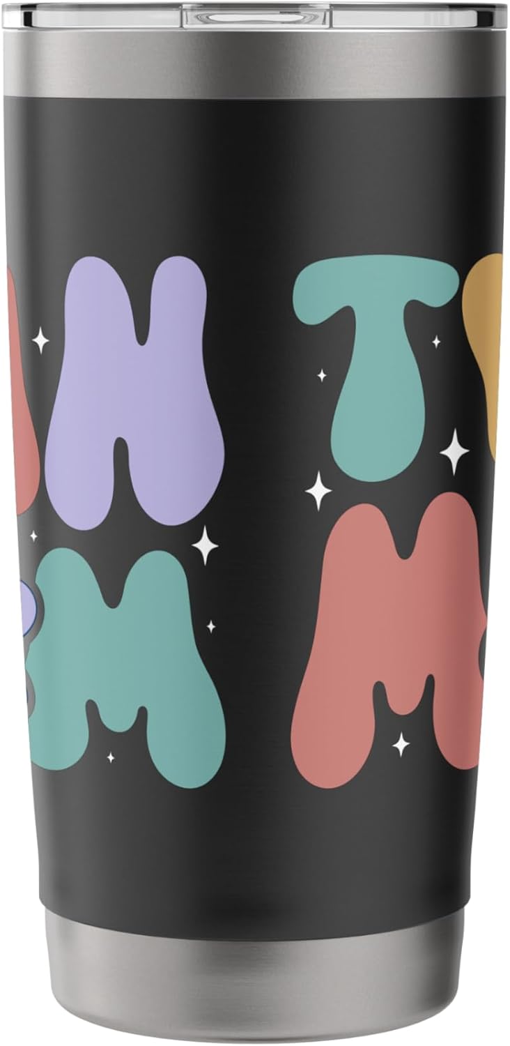 Twin Mom Of Twins Groovy Twin Mama Twin Mother Stainless Steel Insulated Tumbler - Image 4