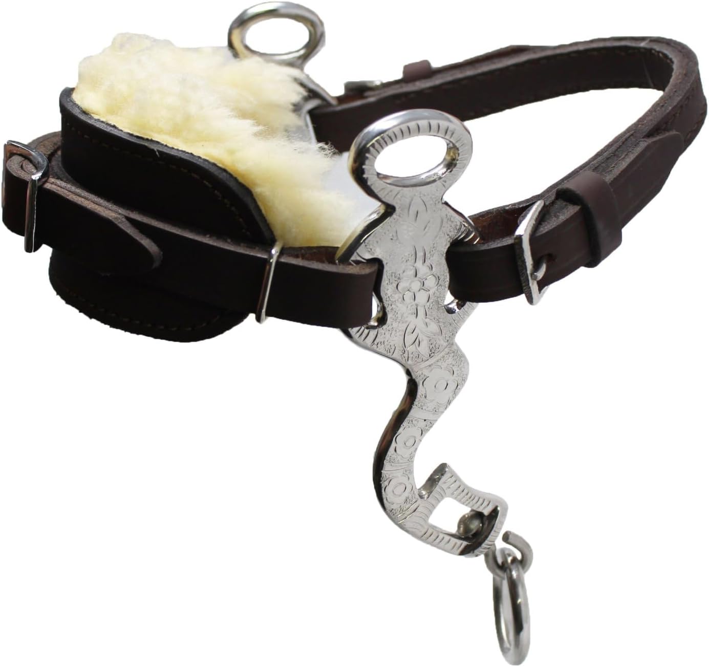 CHALLENGER Horse Leather Engraved Bitless Bridle Training Hackamore Pony 35H17