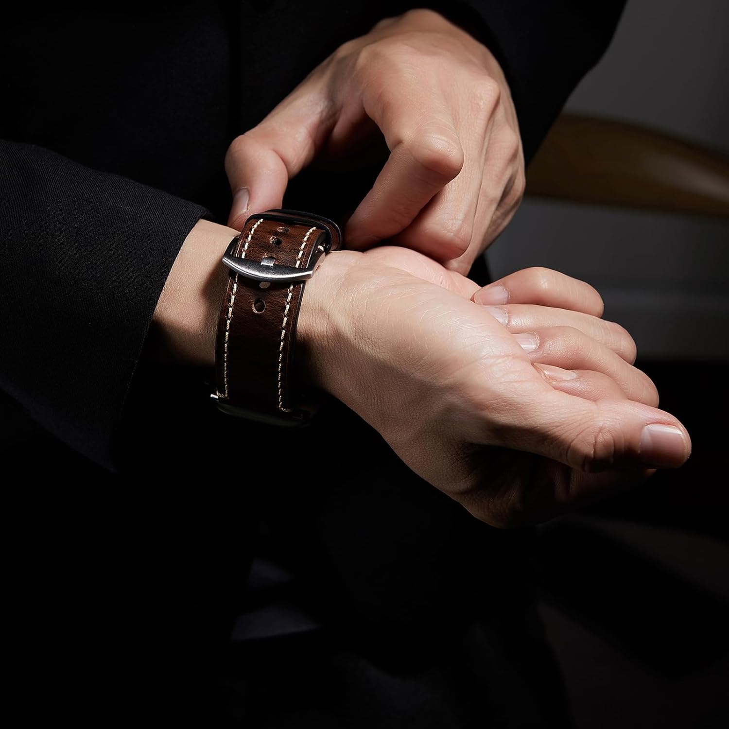 Gitalian Leather Band Compatible with Apple Watch Ultra3/2/1 Band 49mm 46mm 45mm 44mm 42mm for Men, Genuine Leather Replacement Strap for iWatch Series 10 9 8 7 6 5 SE2, Retro Brown - Image 5