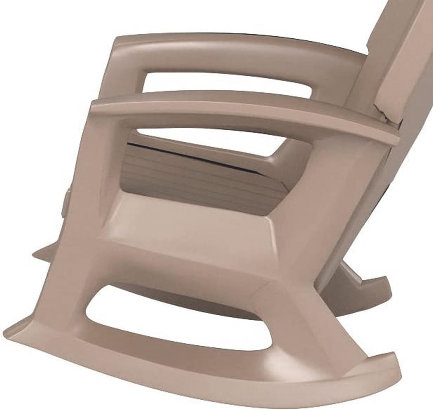 Semco Plastics Rockaway Heavy Duty Polyethylene All Weather Outdoor Rocking Chair with Backrest and Armrests for Porch, Deck and Patio, Taupe