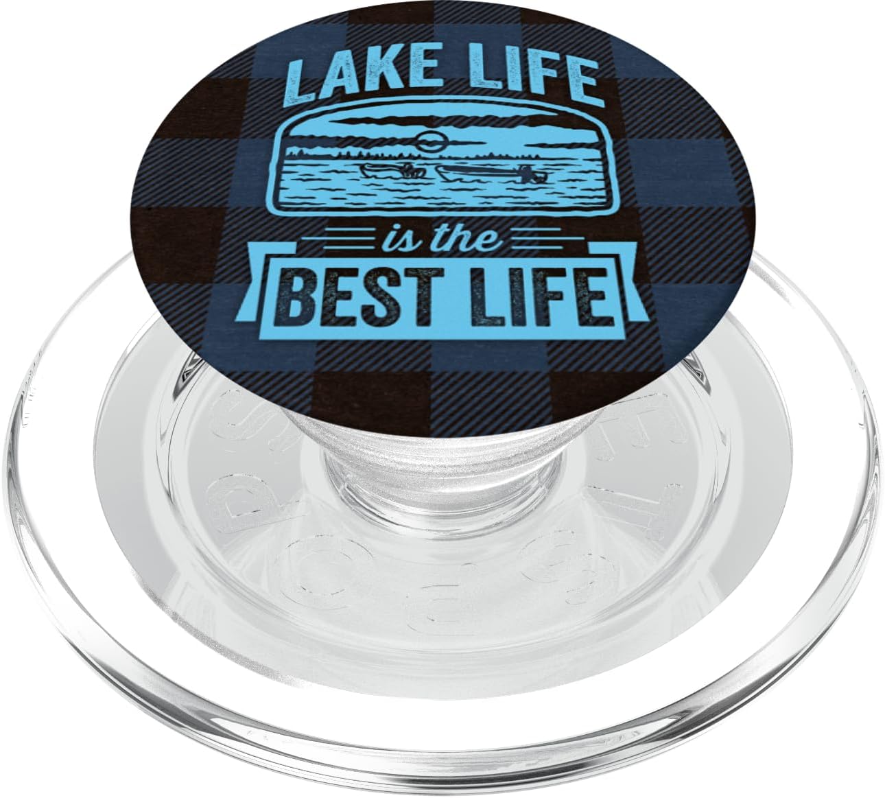 Blue Plaid Style Lake Life PopSockets MagSafe PopGrip for iPhone