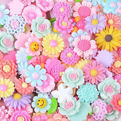 Image of Ulalaza 100pcs Slime Charms Mixed Set Resin Flatback Making Supplies for DIY Craft Making and Ornament Scrapbooking Beads Assorted Candy Fruit Cake Ornament