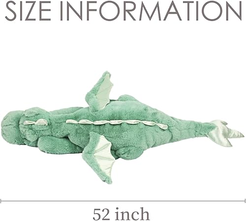 Miniatura 12 de ARELUX Peluche grande de dragón de 36 pulgadas, suave peluche de pterosaurio verde, almohada gigante de dinosaurio mullido con alas para amigos