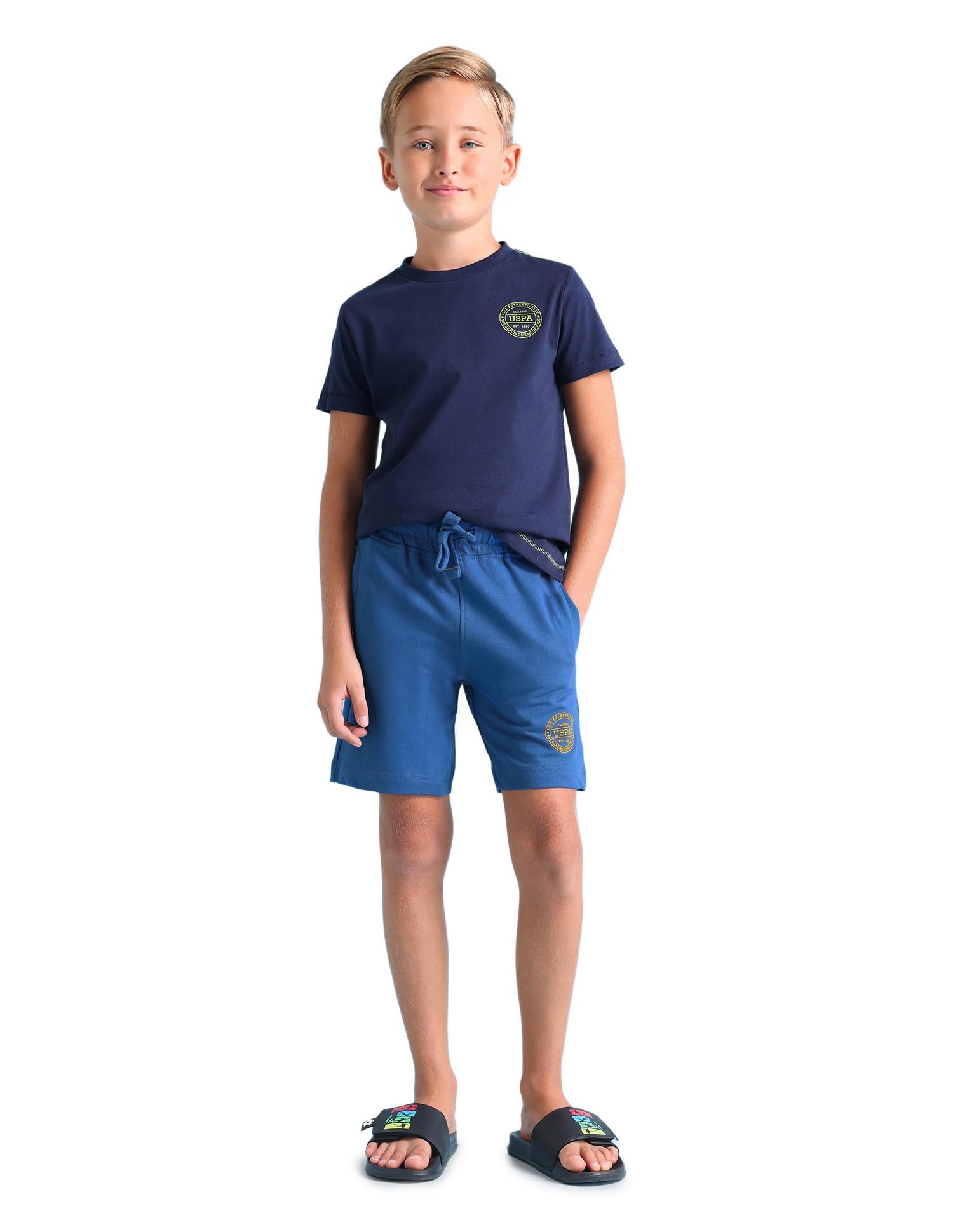 U.S. POLO ASSN. Boy's Cotton Heathered IKSA Shorts (Pack of 1)