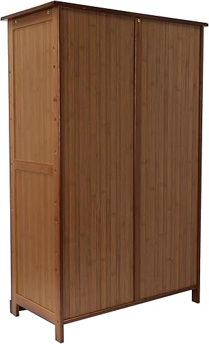 Vista 15 de Gdrasuya10 Organizador de zapatos de bambú - Armario de almacenamiento de zapatos de 5 niveles con puertas para entrada, pasillo, sala de estar