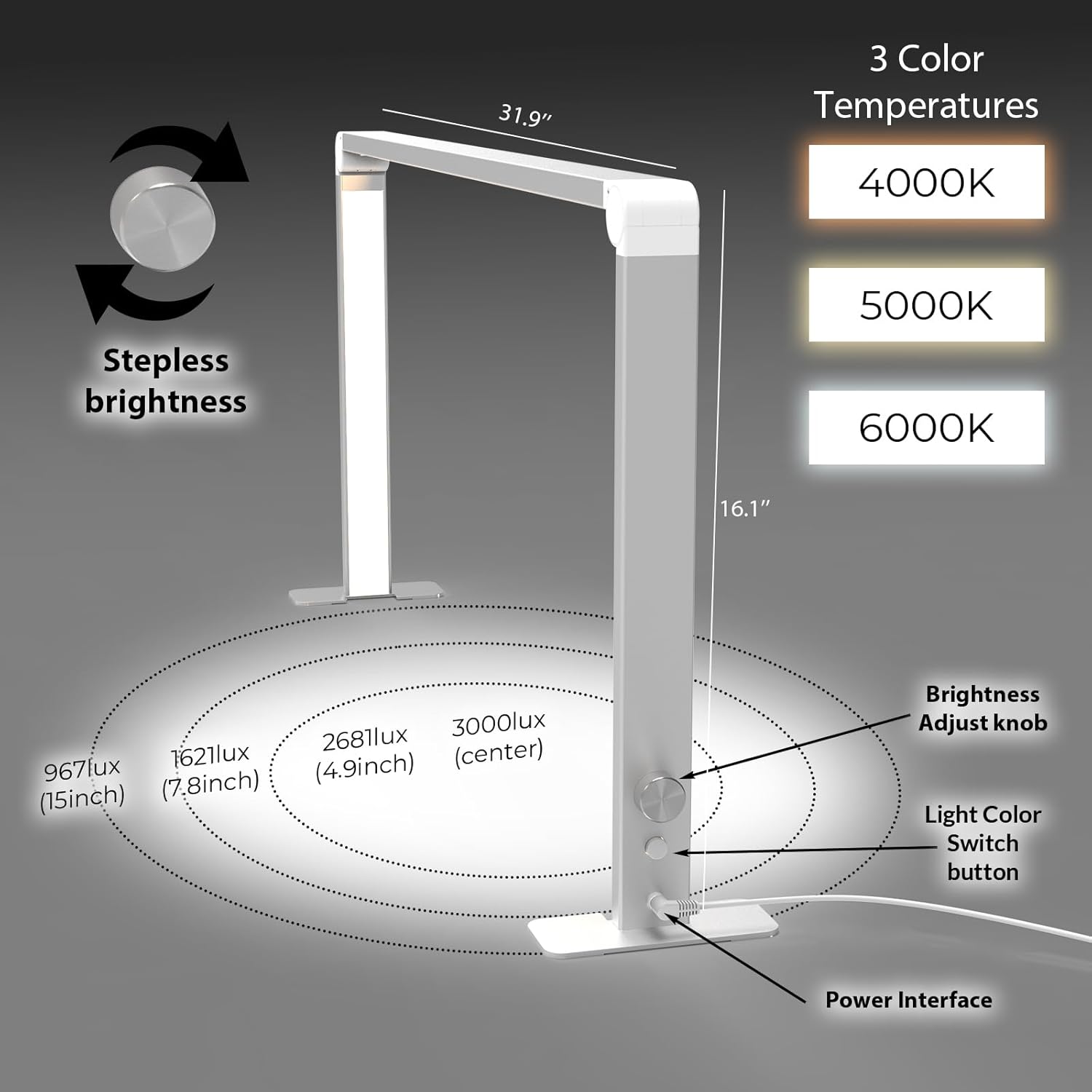 16 x 32 Inch Adjustable Nail Tech Light – 480 LED Lights Dimmable Desk Lamp with 4000-6000K Color, Ideal for Nail Tech, Lash Eyelash, Tattoo, Eyebrows, Beauty Studio