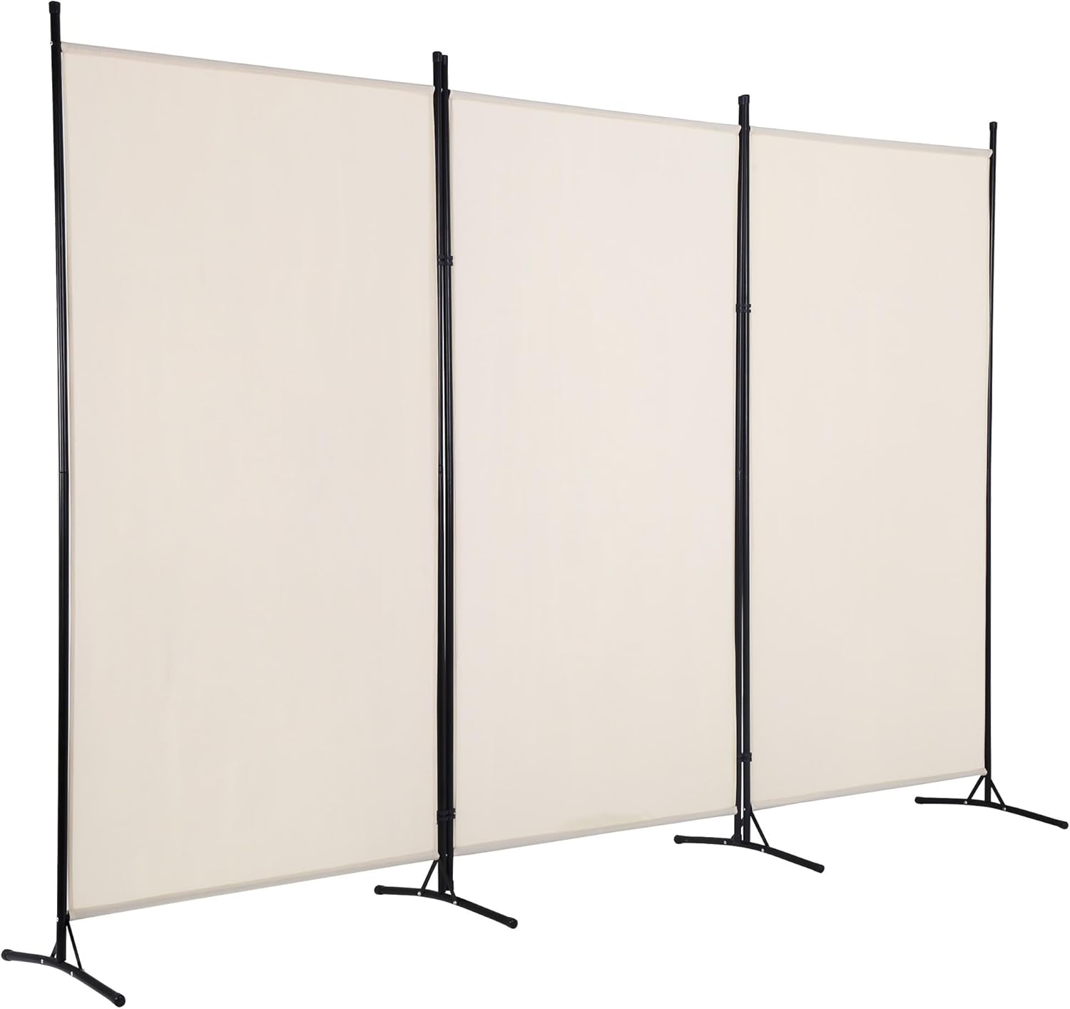 FDW 3-Panel Room Divider Privacy Screen, 6FT Portable Folding Partition with Metal Frame (102" W x 70" H) for Office/Home Use, Grey