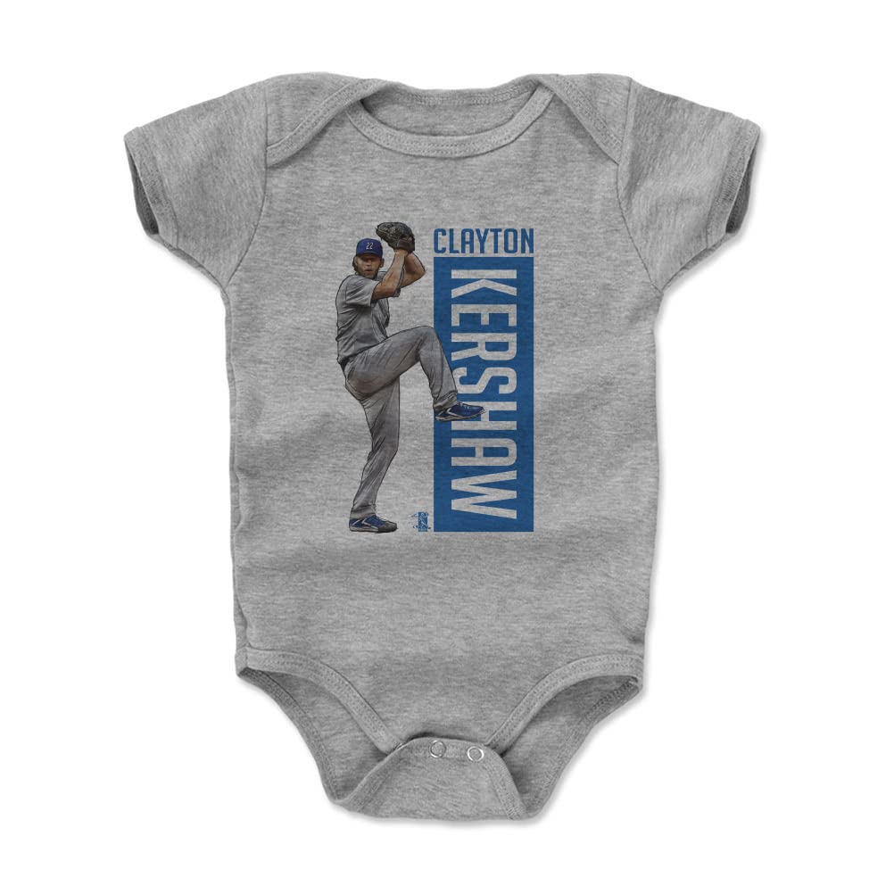 500 LEVEL Clayton Kershaw Baby Infant One Piece Bodysuit (6-12 Months, Heather Gray) - Clayton Kershaw Outline B