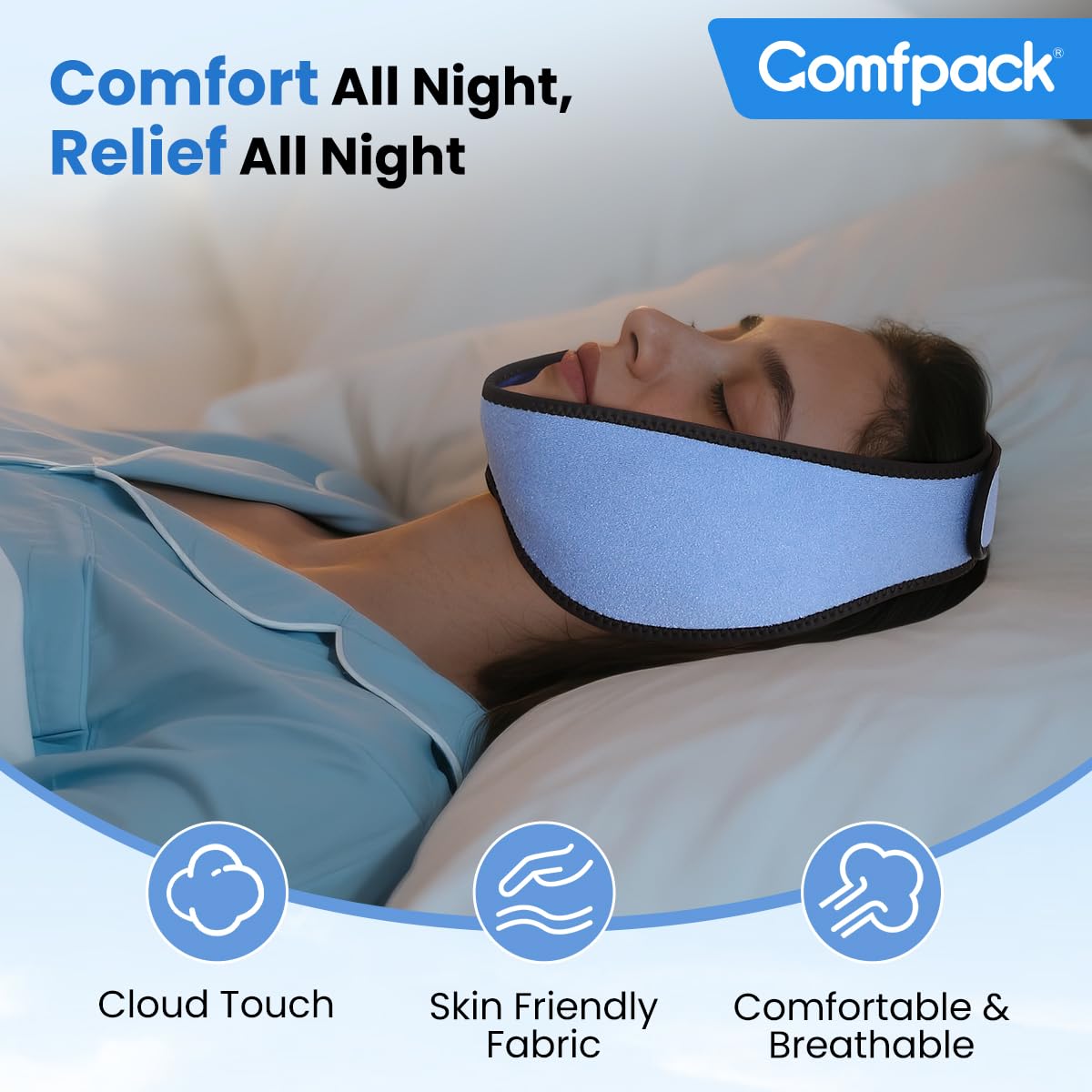 Comfpack Envoltura de hielo facial para alivio de la ATM con 4 paquetes reutilizables de gel frío y caliente, paquete de hielo para muelas del juicio, envoltura de cabeza para amigdalectomía