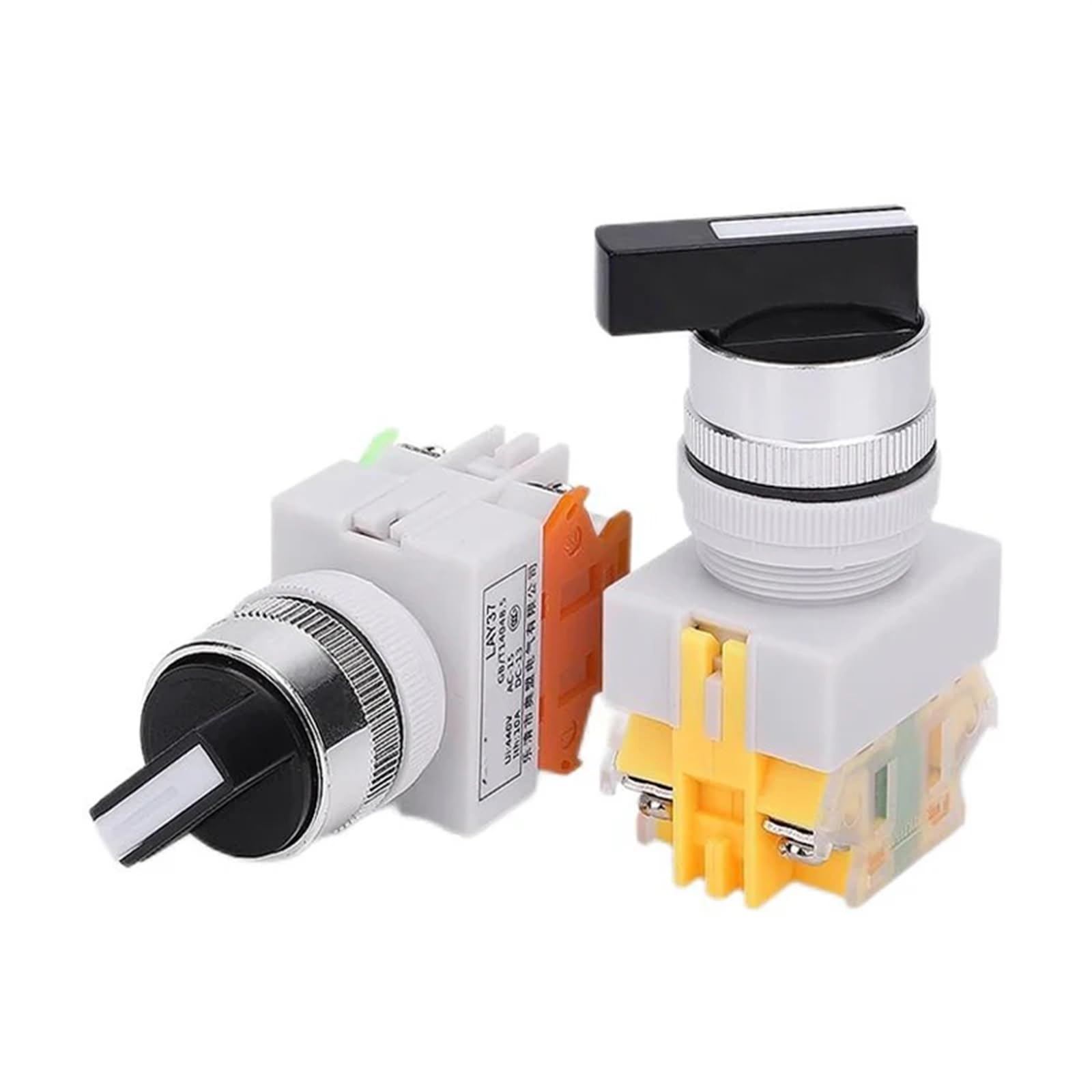JGNAYRKJQI 22mm Installation Rotary Switch knob Button 4 Screw terminals Two/Three Position selector LAY7 LAY37 Y090-11X2(3 2NO-SHORT-BRASS)