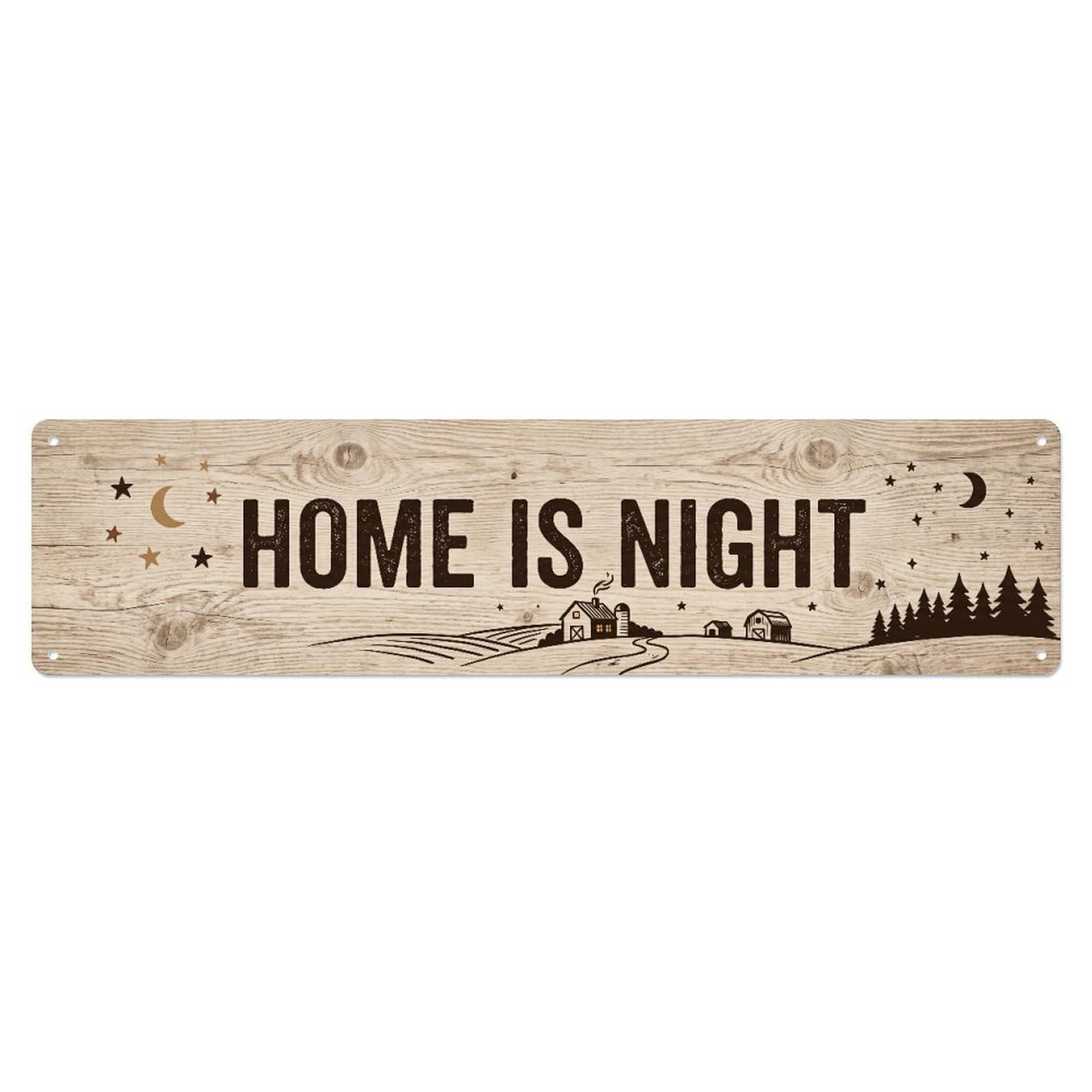 Home Is Night Restful Peace Metal Tin Skinny Sign Plaque Wall Decor for Cafe, Club Bar, Office, Home Garden Metal Poster 4x16Inch