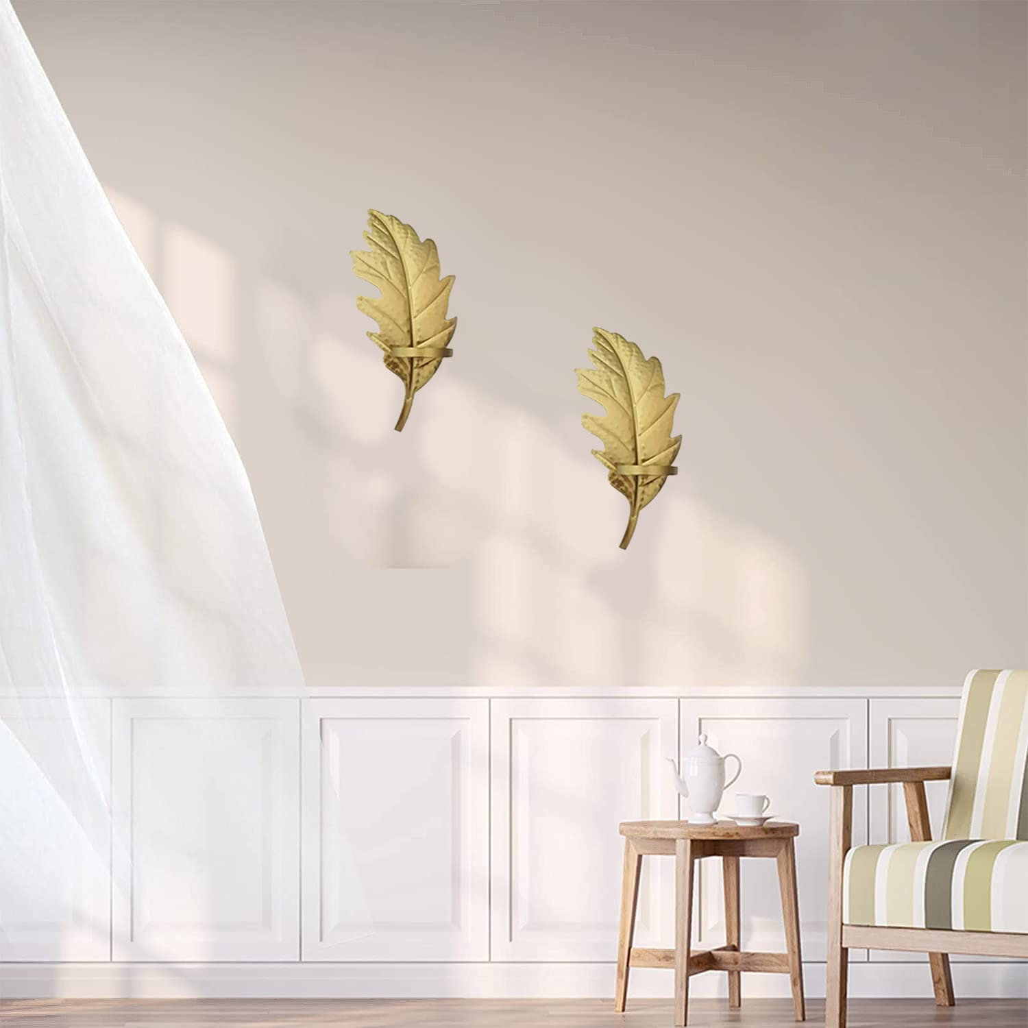 AMIJOUX Wandleuchter Kerzenhalter Gold-Set Mit 2 Wand-Kerzenhalter Aus Metall Für Wohnkultur Hochzeiten Veranda Leaf Wandlampe Zum Aufhängen Für Wohn-Esszimmer Badezimmer AMIJOUX Wandleuchter Kerzenhalter Gold-Set Mit 2 Wand-Kerzenhalter Aus Metall Für Wohnkultur Hochzeiten Veranda Leaf Wandlampe Zum Aufhängen Für Wohn-Esszimmer Badezimmer