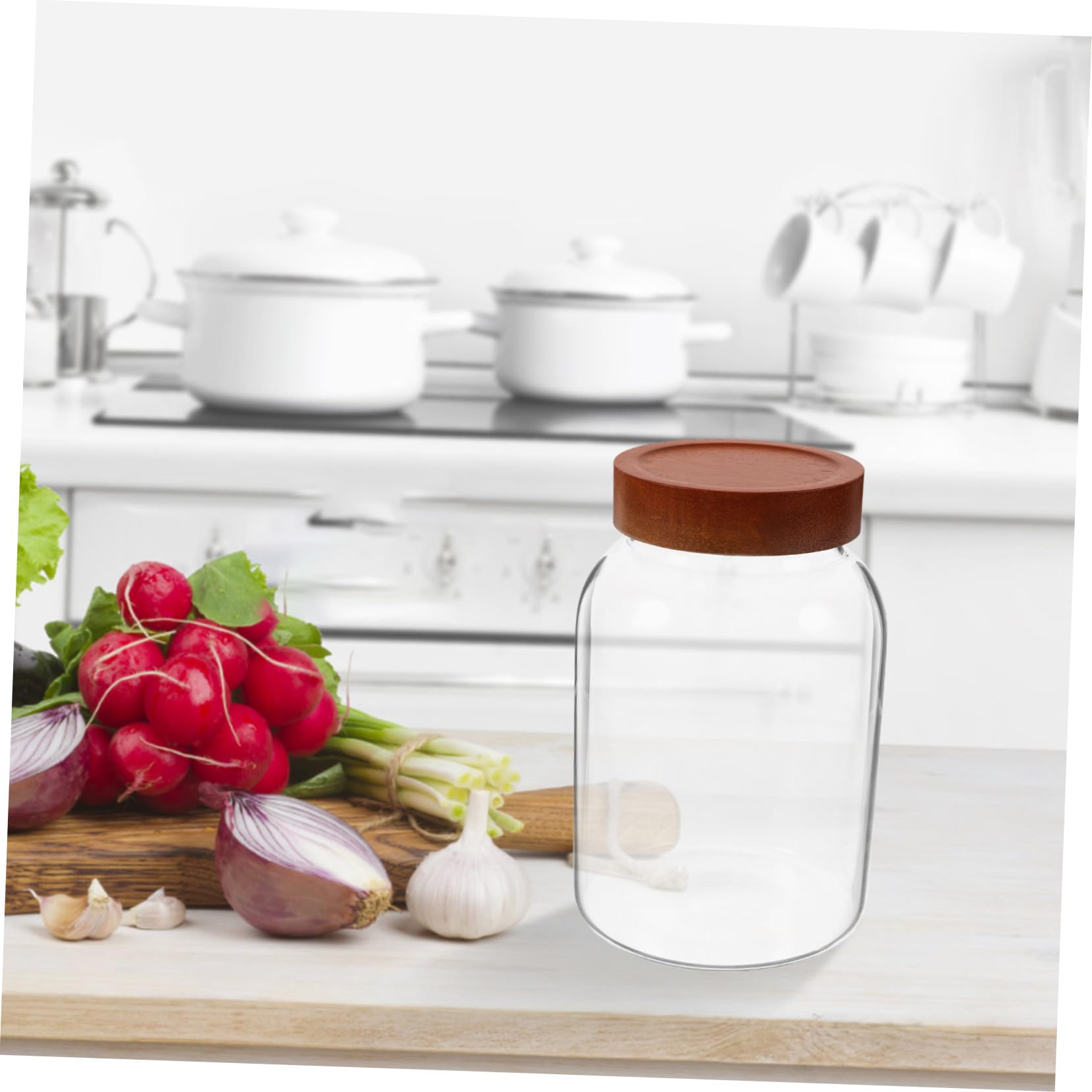 Barattolo Ermetico in Vetro Borosilicato con Coperchio in Legno 2800ml