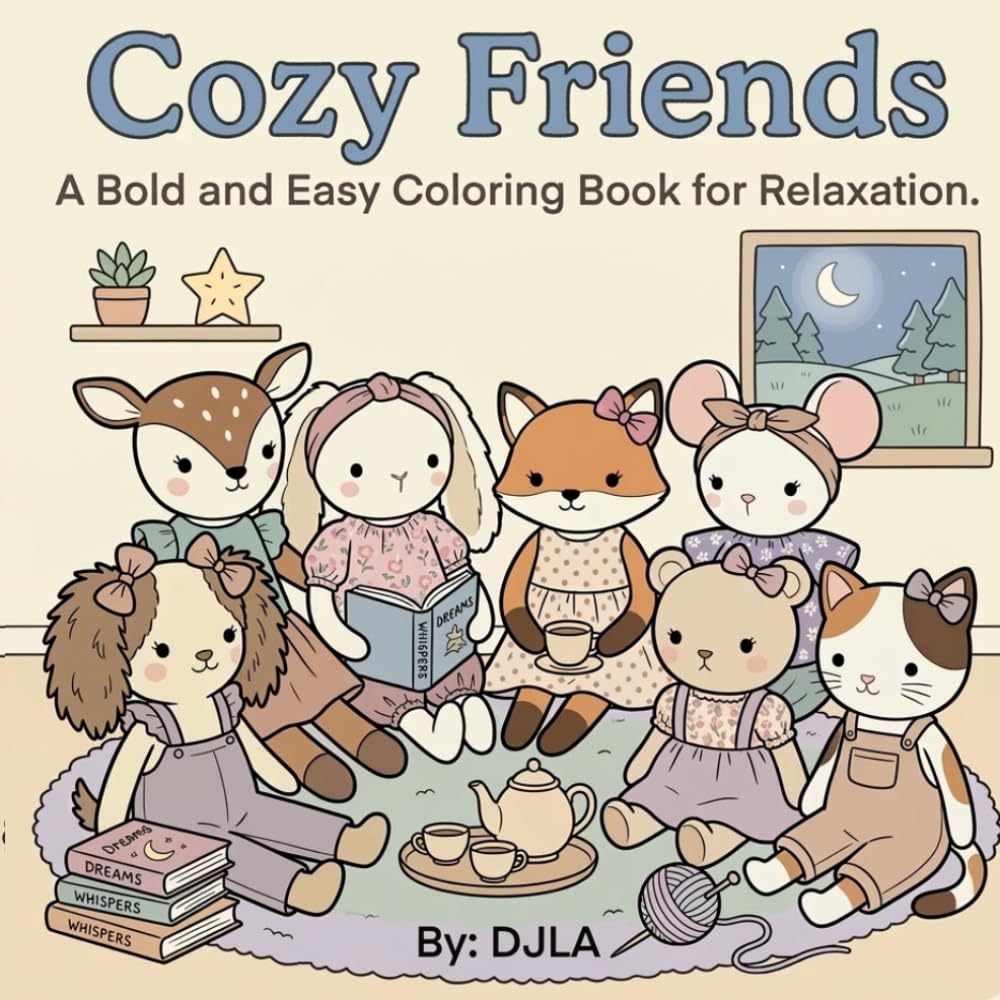 Cozy Friends Bold and Easy: A Cozy Coloring Book for Stress Relief and Relaxation