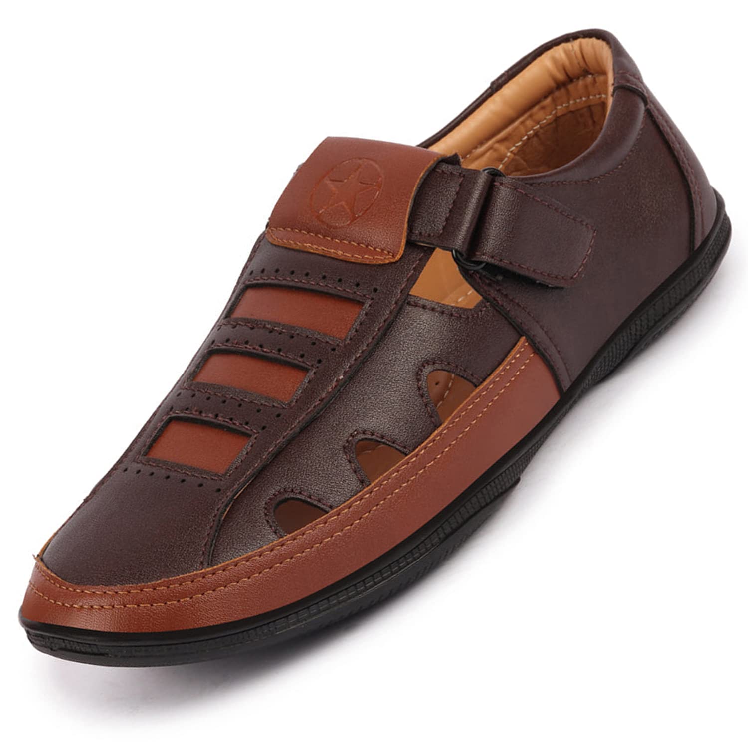 FAUSTO FST FOSMS-2007 BROWN-40 Mens Brown Laser Cut Roman Sandal with Buckle Strap (6 UK) (B0BBRV5SQ2) Amazon Price History, Amazon Price Tracker