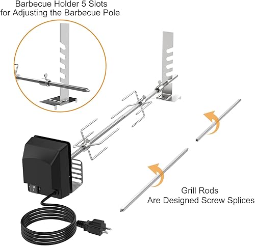 Miniatura 3 de Kit de parrilla universal para barbacoa para la mayoría de parrillas de 2 a 6 quemadores, kit de motor de asador de barbacoa certificado UL con