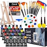 Acrylic Paint Set,46 Piece Professional Painting Supplies with Paint Brushes, Acrylic Paint, Easel, Canvases, Palette, Paint Knives, Brush Cup and Art Sponges for Hobbyists and Beginners