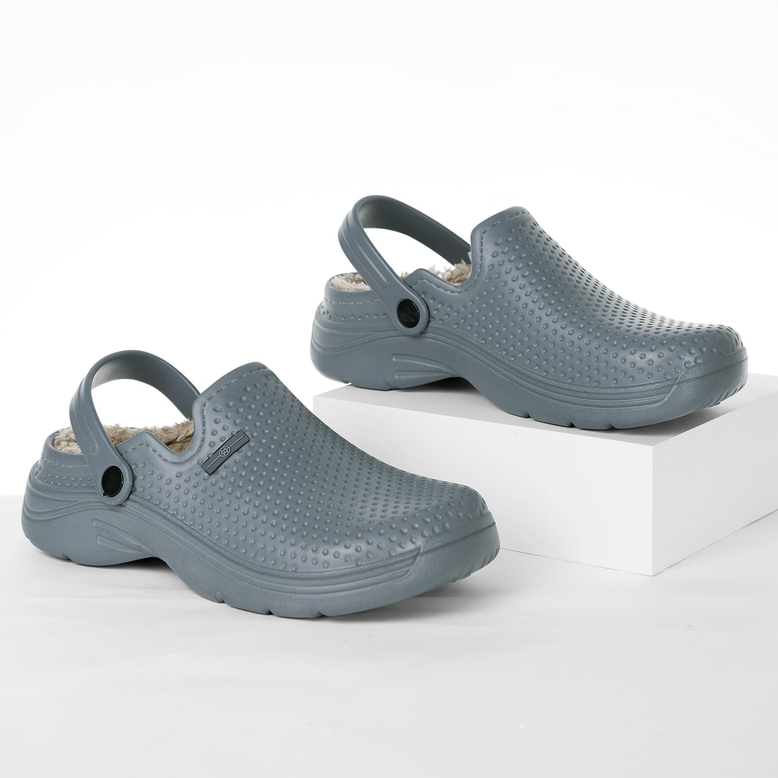 Zapatillas de Estar en casa Hombre Zuecos Mujer Invierno Zapatos de jardín Impermeable Pantuflas Forro Pelusa Caliente Zapatilla de Interior