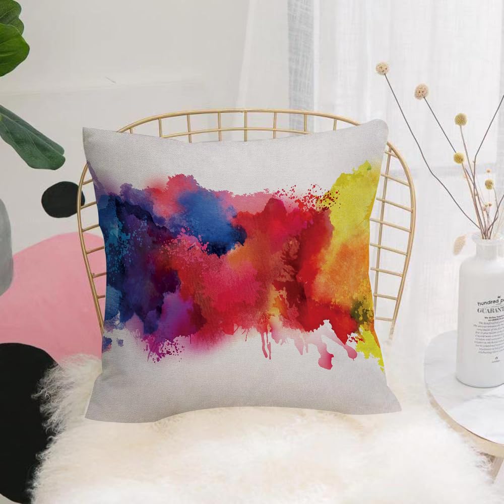 HYOSXW Cushion Cover,Throw Pillow Case Home Decorative for Living Room Bedroom Sofa Chair 16X16 Inch,Gradient color watercolor smudged artistic pattern,Pillowcase 40X40cm