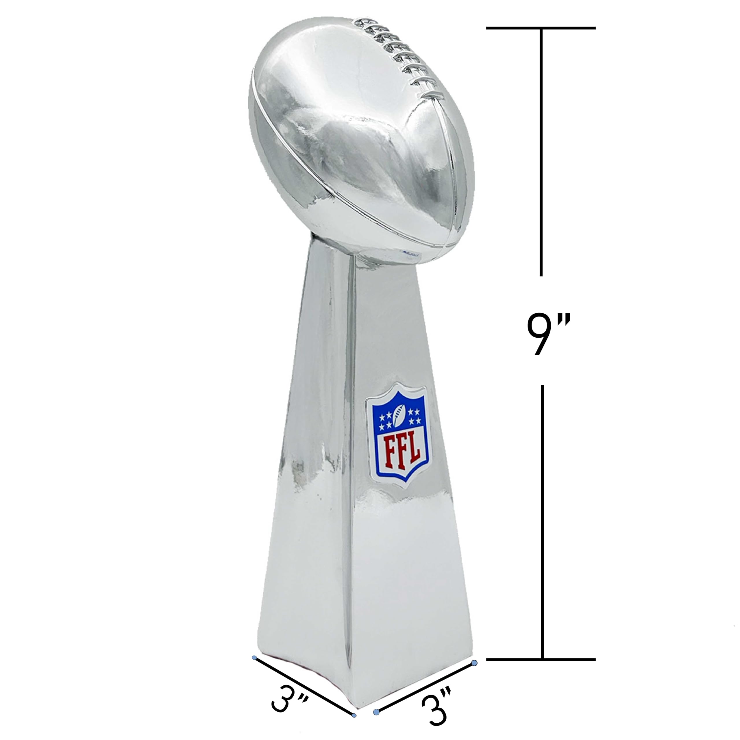 Fantasy-Fußball-Trophäe 1, ultimative Fantasy-Football-Trophäe, realistische Fantasy-Liga-Gewinnerpokal, helles Silber, Lombardi-Trophäe, elegantes und langlebiges Design, 3 Größen