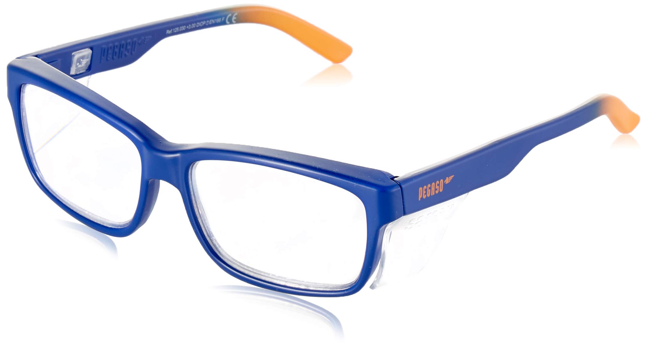 Pegaso Work and Fun Brille gegen impactó Objektiv mit Pre Sehstärke, mehrfarbig (Blau/Orange), +3.0, L
