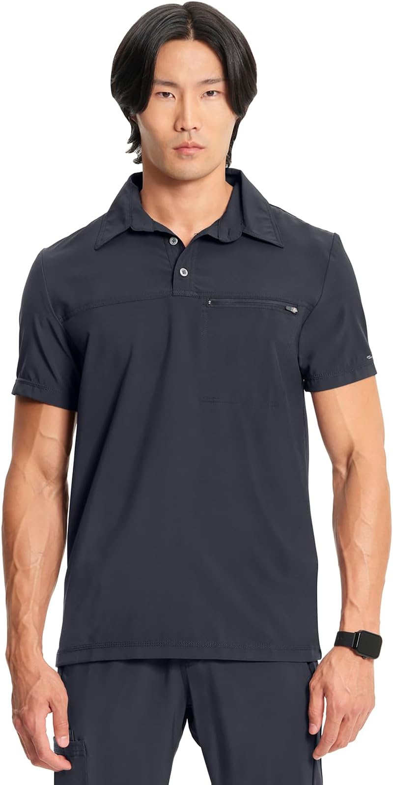 Cherokee Mens Scrub Top Modern Fit Polo T-Shirt with Zipper Chest Pocket CK825A