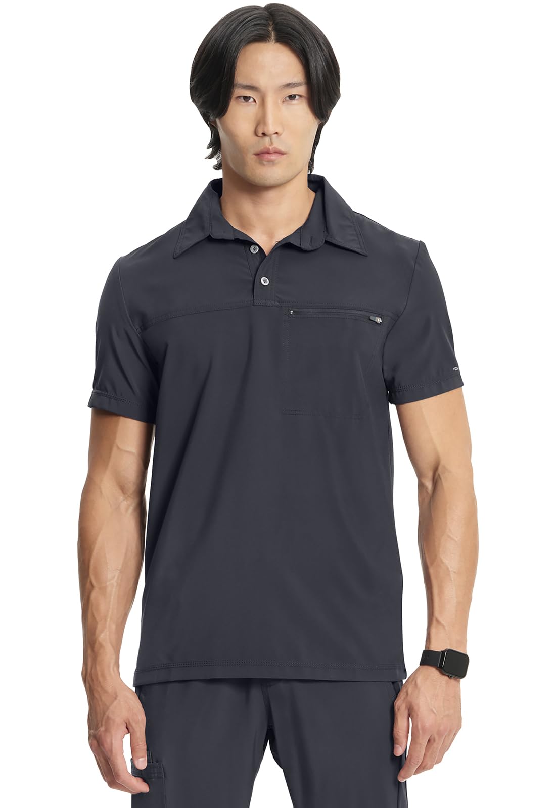 Cherokee Mens Scrub Top Modern Fit Polo T-Shirt with Zipper Chest Pocket CK825A