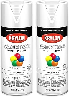 Krylon K05545007 COLORmaxx Spray Paint and Primer for Indoor/Outdoor Use, Gloss White 12 Oz (Pack of 2)