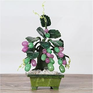 Durable Simulation Potted Plant Tabletop Bonsai Tree Craftsman Jade Grape Bonsai Creative High-end Ornaments Jade Carving Bonsai for Home Office Table Decor Decorative Bonsai