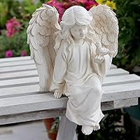 JARPSIRY Sitting Angel Garden Statue with Bird - Resin Sculpture for Patio Yard Porch Lawn Memorial Gifts Outdoor Decor 6"