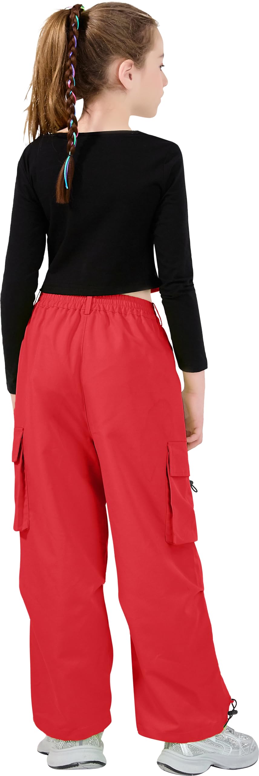 LOLANTA Conjunto Hip Hop para Niñas, Top Corto Estampado & Pantalones Cargo, Conjunto de Danza, Streetwear Moderno
