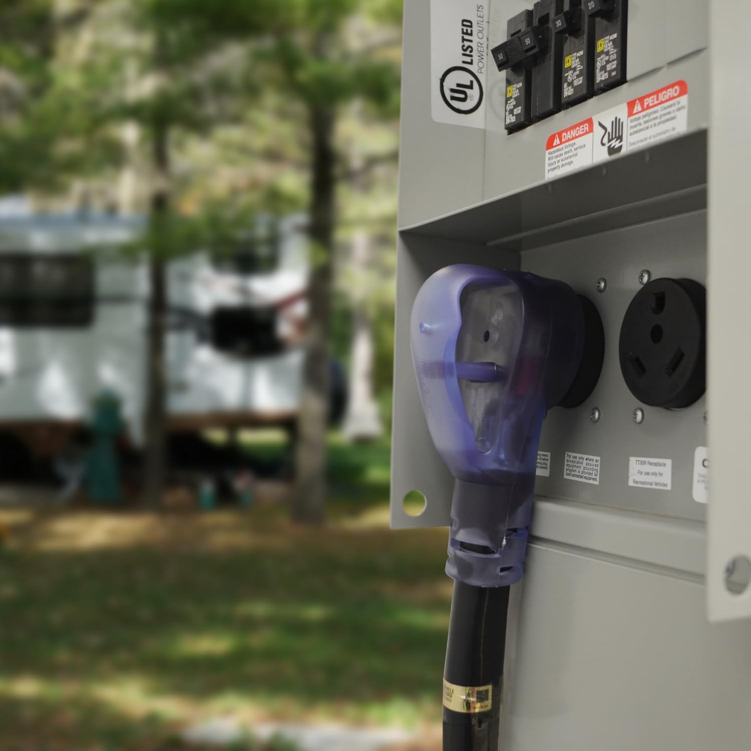 Conntek 50 Amp 30 ft RV/Generator Cord with Reverse Polarity Indicator, Heavy Duty 6/3+8/1 Gauge STW Wire, 14-50P Male and SS2-50R Twist Locking Female for RV Camper and Generator to House