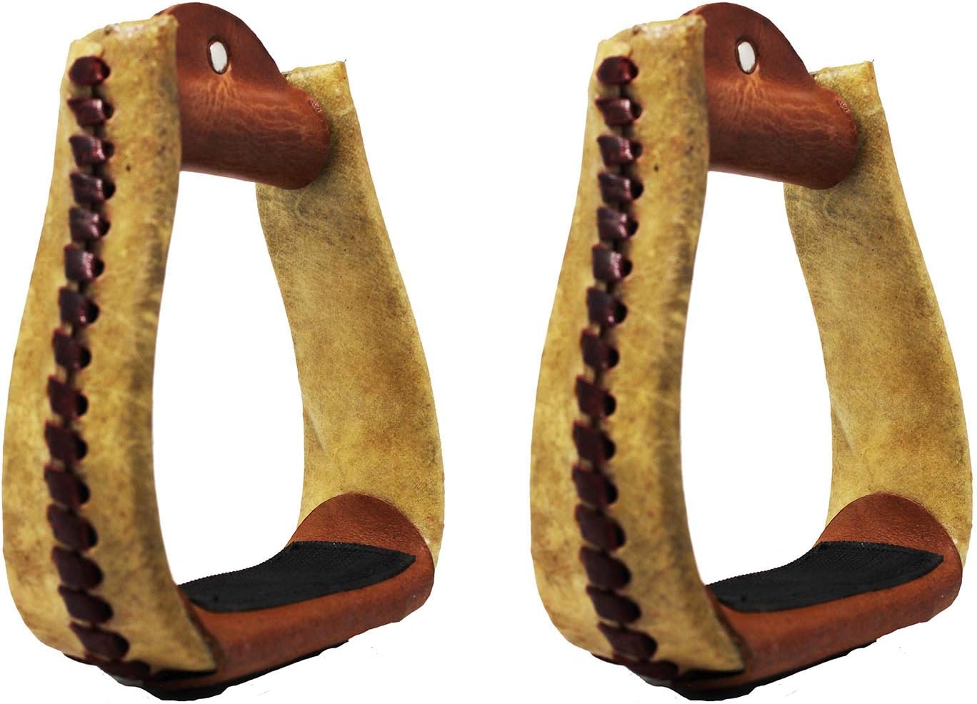 CHALLENGER Horse Western Rawhide Covered Aluminum Saddle Roper Stirrups Tack 51175