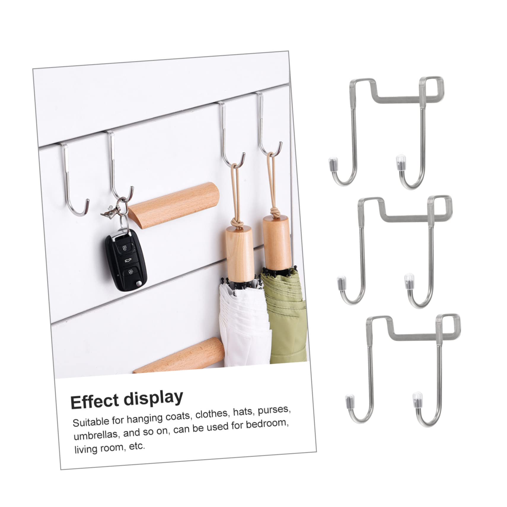 VASDEV 15 Ganchos de Acero Inoxidable para Montaje en Pared, Perchero de Ropa, Ganchos de Metal, Colgador de Taza de café, Gancho sin Perforaciones, Ganchos de Pared para baño, Colgador t