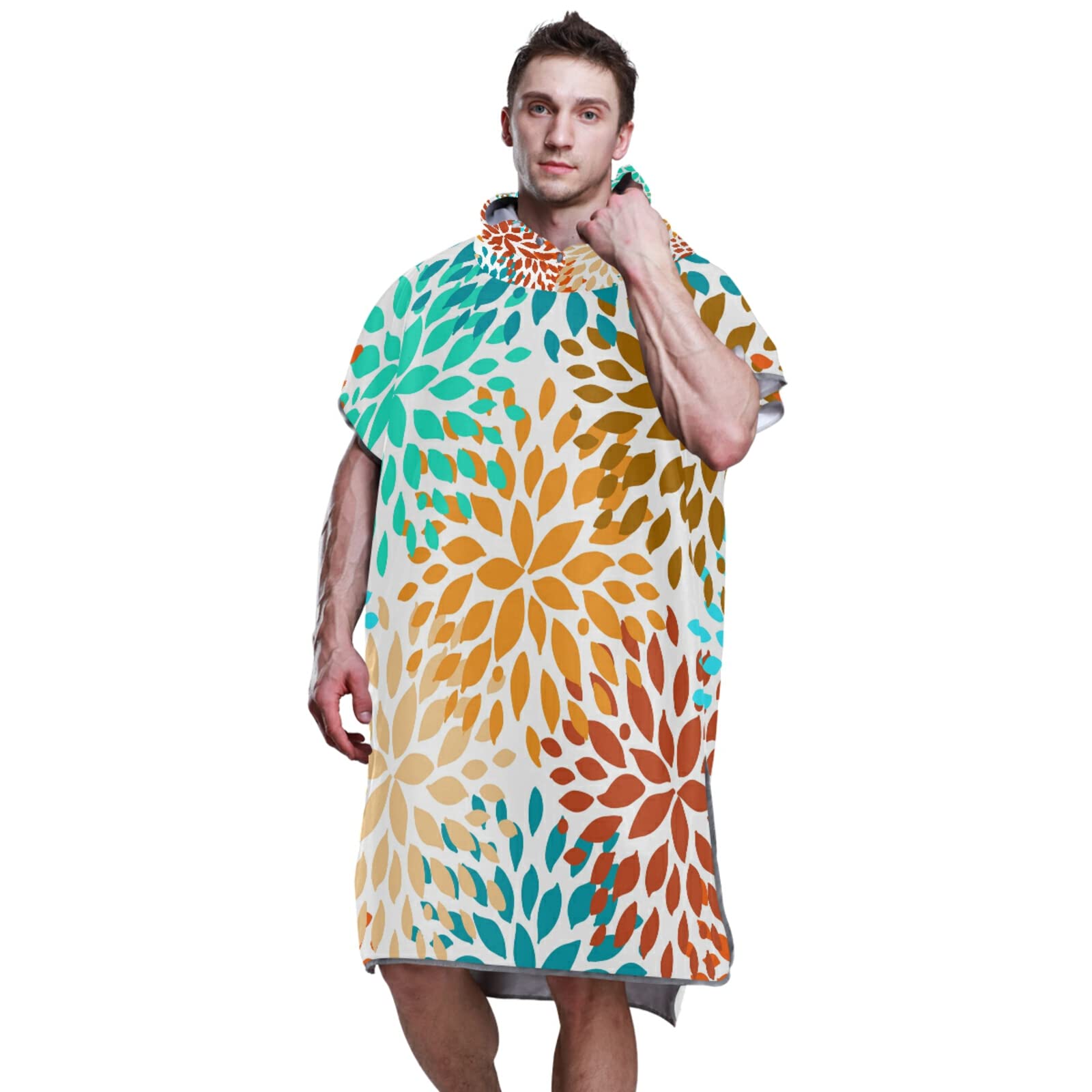 Surf-Poncho für Erwachsene, nahtlos, von Hand gezeichnet, für Frühling oder Sommer, mit Kapuze und Tasche, schnell trocknend, Mikrofaser-Handtuch für Badezimmer, Strand im Freien
