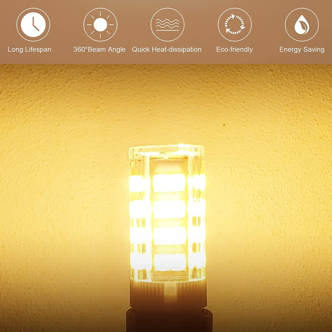 KAKEMONO E12 LED Candelabra Light Bulbs 4W, 40 Watt Halogen Equivalent,Warm White 2700K C7 T4 120V for Ceiling Fan Chandelier Pendant Lighting Salt Lamp,Non-dimmable,2 Pack