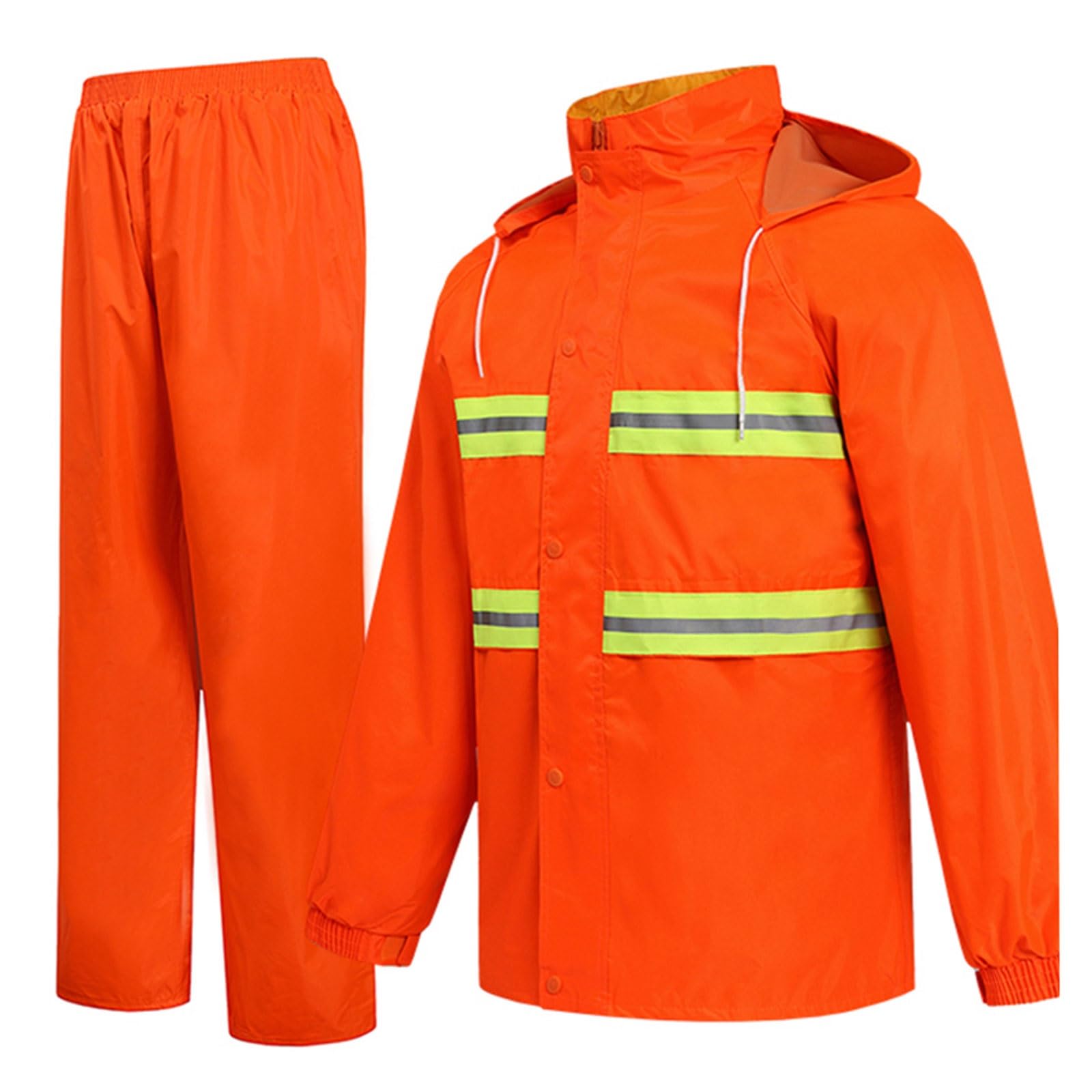 Chaleco reflectante de alta visibilidad, Traje de lluvia ligero reflectante alta visibilidad con capucha for hombres tallas múltiples naranja